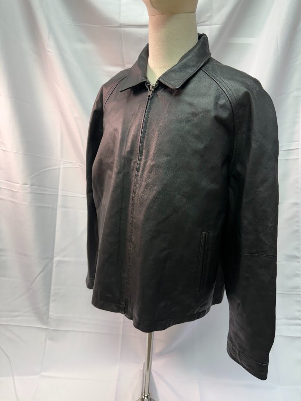 Saddlebred Men's Black Genuine Leather Full Zip Jacket XL Classic Vintage Style